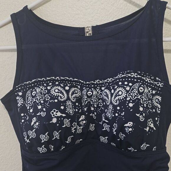 Perona Navy Tummy Control One Piece Swimsuit Bathing Suit Size 6 NWT PR66805 - Picture 2 of 8